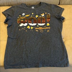 Disney Kids Charcoal Boo! And sequin Halloween Tee XS gently used